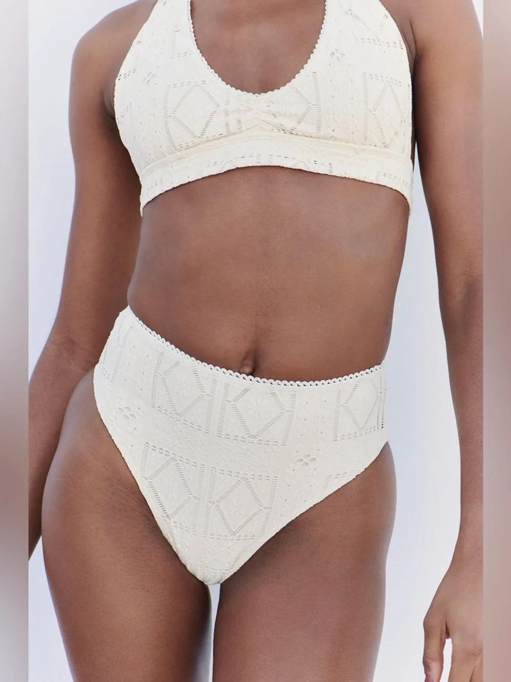 FRANKIE'S BIKINIS Jenna High Waist Bikini in Angel Dust Bottom NWT Small MSRP$90
